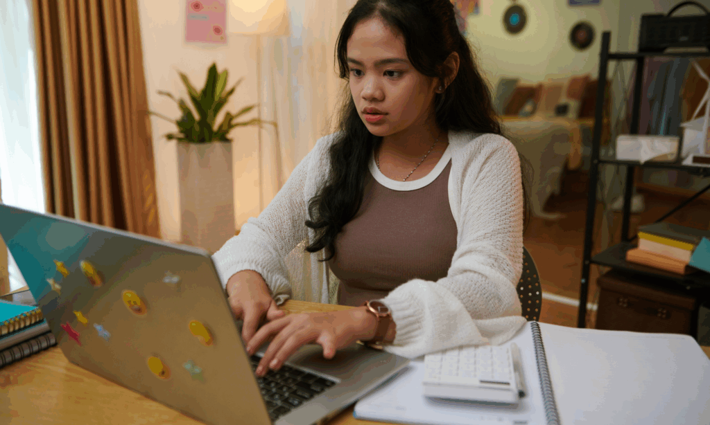 Girl looking up abortion pill online retailers