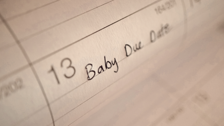 baby due date written on a calendar planner